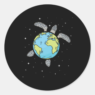 Turtle Earth Sea Turtle Earth Day Turtle Planet Runder Aufkleber