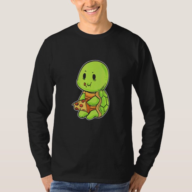 Turtle Eats Pizza Foodie T-Shirt (Vorderseite)