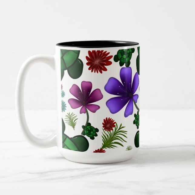 Turtle floral pattern  zweifarbige tasse (Links)