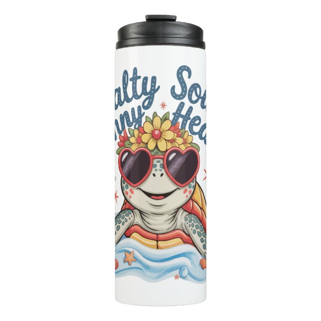 Turtle Floral Summer Beach Thermosbecher (Vorderseite)