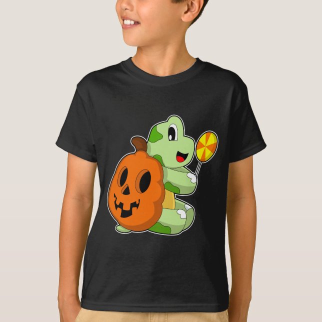 Turtle Halloween Pumpkin Lollypop T-Shirt (Vorderseite)