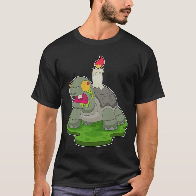 Turtle Halloween Zombie Candle T-Shirt (Vorderseite)