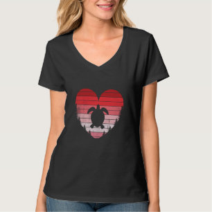 Turtle Heart Liebe Valentinstag Vintage Retro Sonn T-Shirt