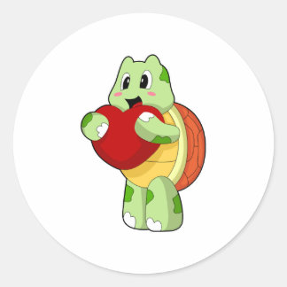Turtle Heart Runder Aufkleber
