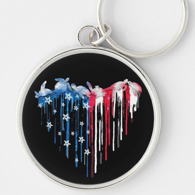 Turtle Heart Watercolor T - Shirt Süße Tier Schlüsselanhänger (Vorne)