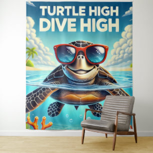 Turtle High Dive Artwork Perfekt for Turtle Lovers Wandteppich