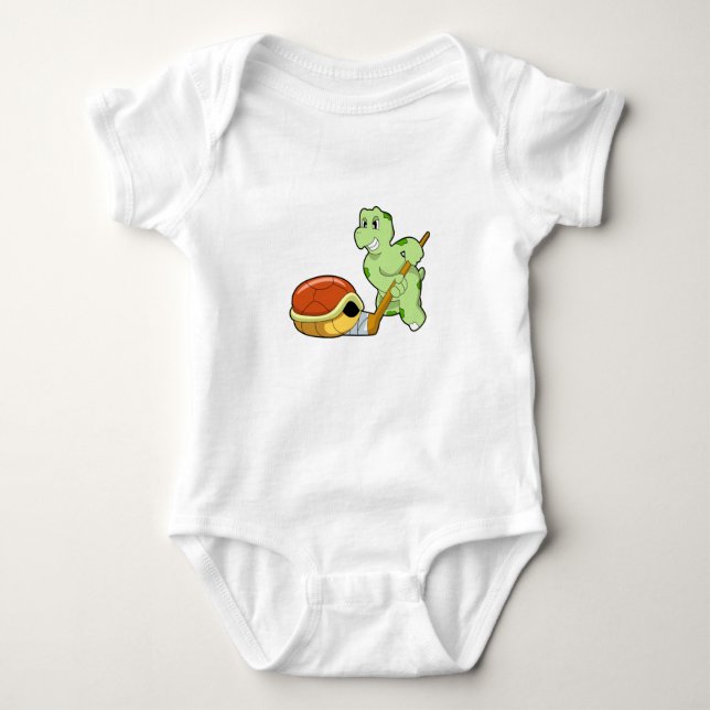 Turtle Ice Hockey Ice Hockey-Stab Baby Strampler (Vorderseite)