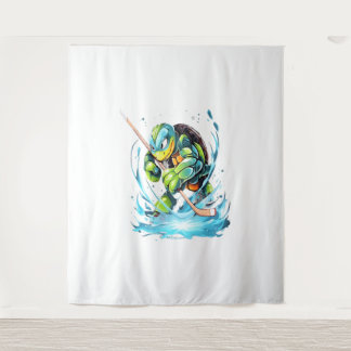 Turtle Ice Hockey Player Hockey Stick Goalie Wandteppich