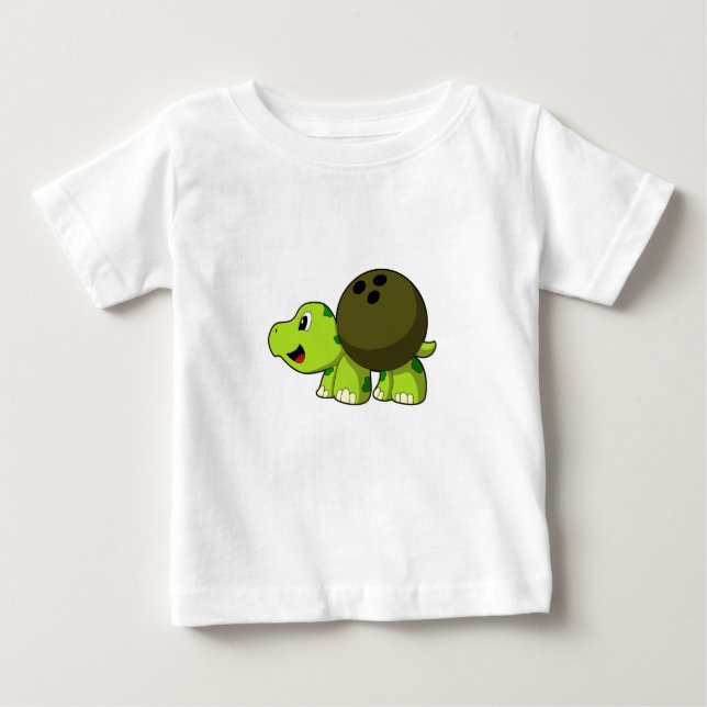 Turtle im Bowling mit Bowlingball Baby T-shirt (Vorderseite)