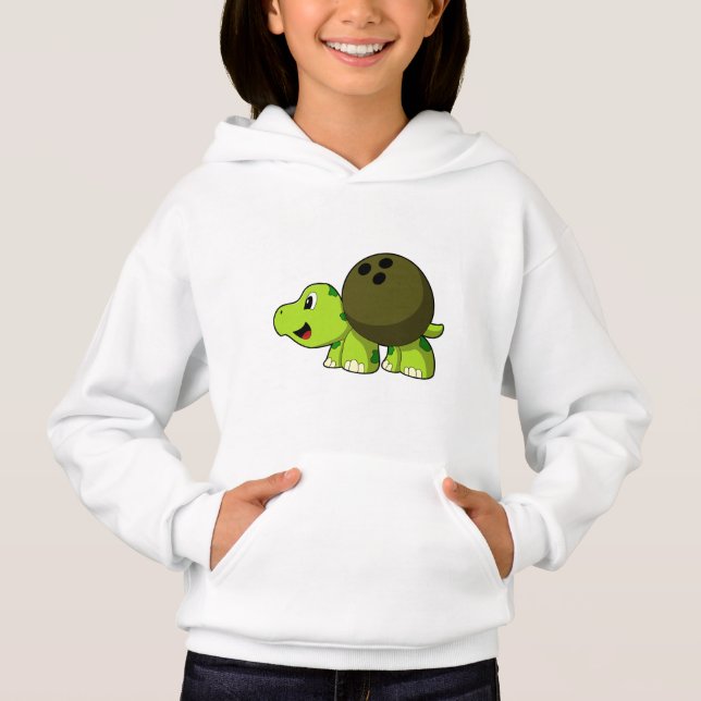 Turtle im Bowling mit Bowlingball Hoodie (Vorderseite)