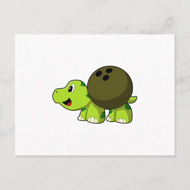 Turtle im Bowling mit Bowlingball Postkarte (Vorderseite)