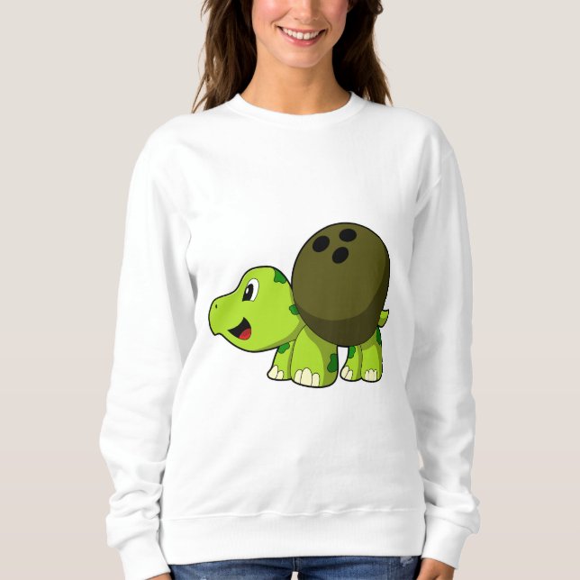Turtle im Bowling mit Bowlingball Sweatshirt (Vorderseite)