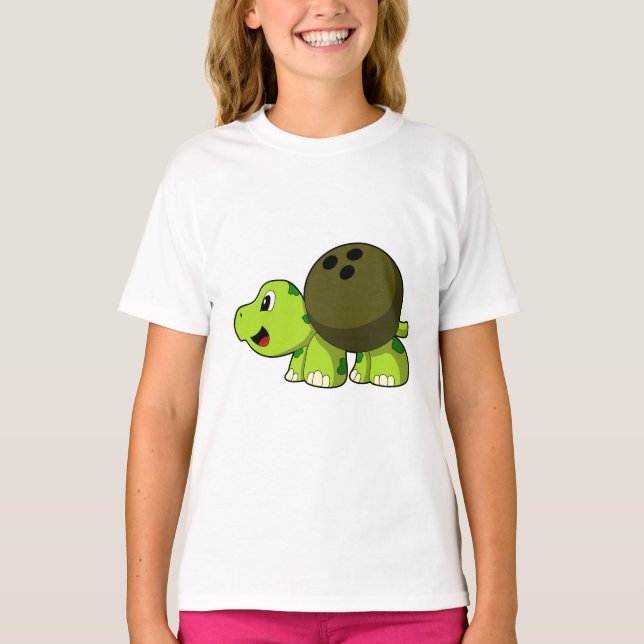 Turtle im Bowling mit Bowlingball T-Shirt (Vorderseite)