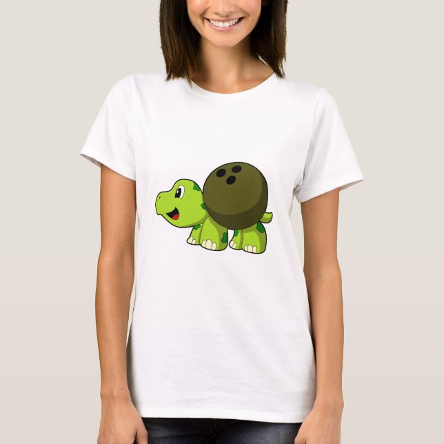 Turtle im Bowling mit Bowlingball T-Shirt (Vorderseite)