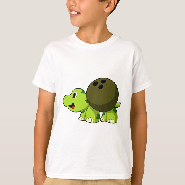 Turtle im Bowling mit Bowlingball T-Shirt (Vorderseite)