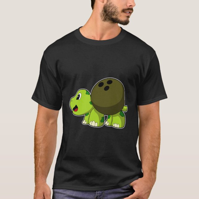 Turtle im Bowling mit Bowlingball T-Shirt (Vorderseite)