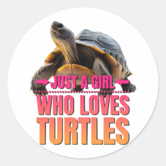 Turtle Just a Girl Who Lieben Turtles Runder Aufkleber