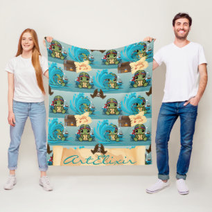 Turtle Kawaii Pirate Fleecedecke