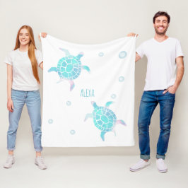 Turtle Kids Under The Sea Watercolor Pastel Fleecedecke