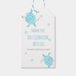 Turtle Kids Under The Sea Watercolor Pastel Party Geschenkanhänger