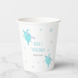 Turtle Kids Under The Sea Watercolor Pastel Party Pappbecher