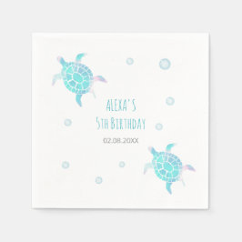 Turtle Kids Under The Sea Watercolor Pastel Party Serviette