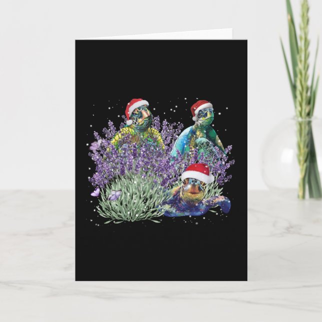 Turtle Lavendel Weihnachten Shirt Weihnachten Weih Karte (Vorderseite)