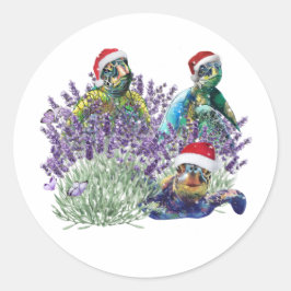 Turtle Lavendel Weihnachten Shirt Weihnachten Weih Runder Aufkleber