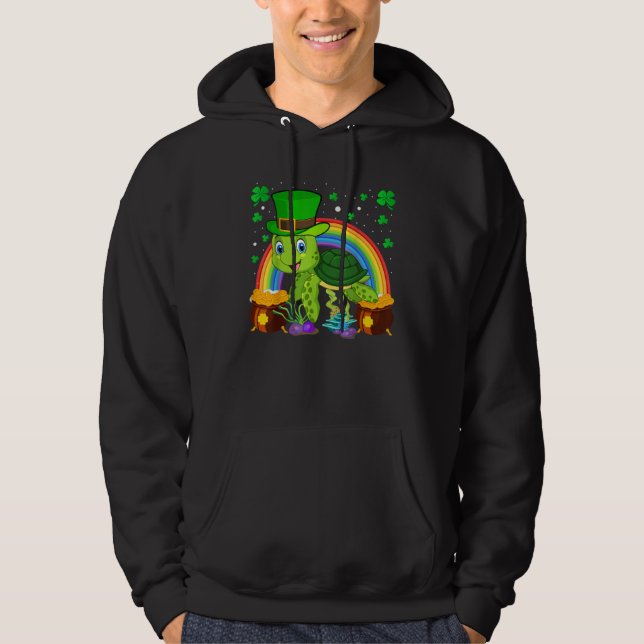 Turtle Leprechaun Hat Turtle Rainbow St Patrick's  Hoodie (Vorderseite)