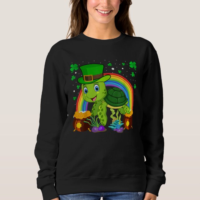 Turtle Leprechaun Hat Turtle Rainbow St Patrick's  Sweatshirt (Vorderseite)