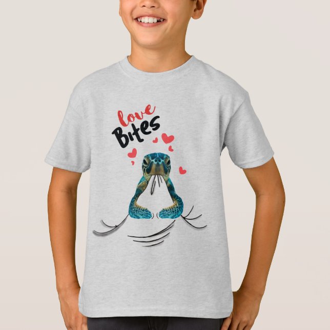 Turtle Liebe Bites T - Shirt Valentines Gift T - S (Vorderseite)