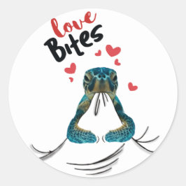 Turtle Liebe Bites T - Shirt Valentines Gift T - S Runder Aufkleber