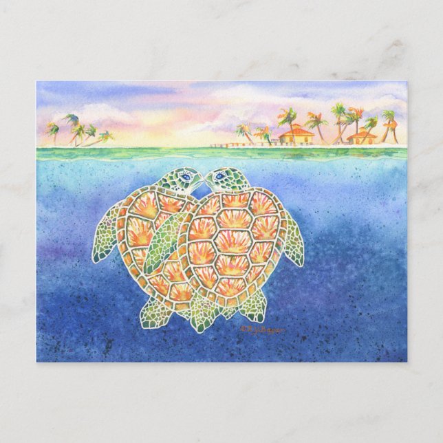 Turtle-Liebe Postkarte (Vorderseite)