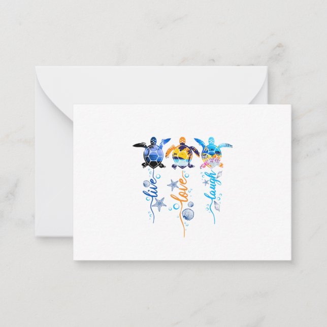 Turtle Live Liebe Laugh Mitteilungskarte (Vorderseite)
