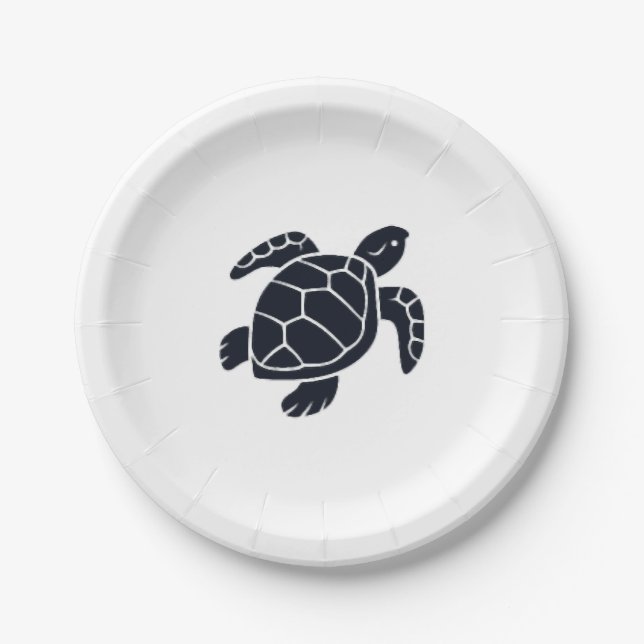 Turtle Logo Emblem Red-Eared Slider Tortoise Copy Pappteller (Vorderseite)