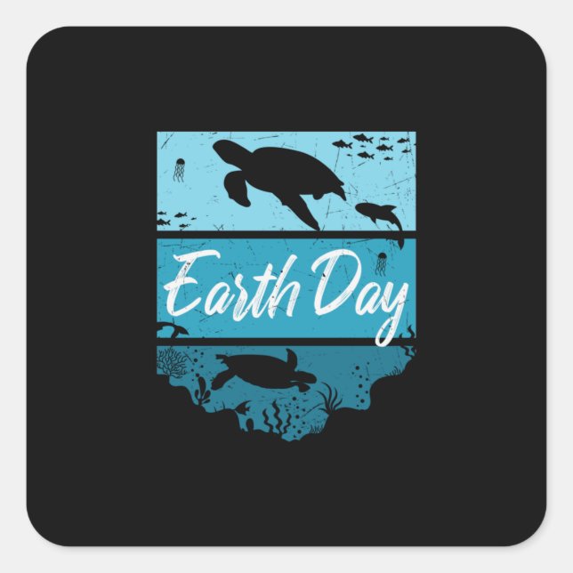 Turtle Lover | Earth Day Quadratischer Aufkleber (Vorderseite)