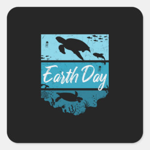 Turtle Lover Earth Day Quadratischer Aufkleber