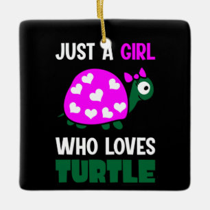 Turtle Lover Ein Mädchen, das Schildkröten Liebe Keramikornament