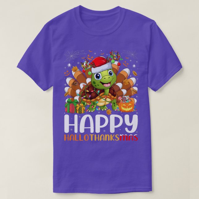 Turtle Lover Halloween Weihnachten Happy Hallodank T-Shirt (Design vorne)