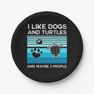Turtle Lover Ich mag Hunde und Schildkröten Pappteller