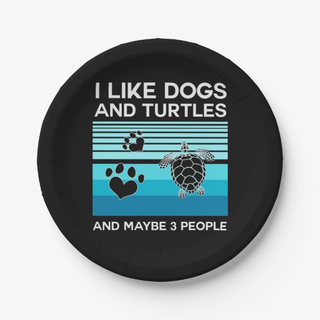 Turtle Lover | Ich mag Hunde und Schildkröten Pappteller (Vorderseite)