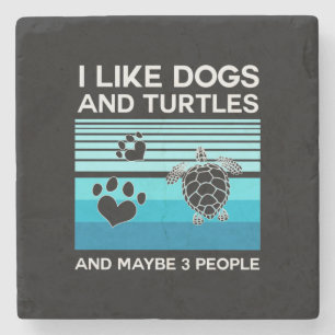 Turtle Lover Ich mag Hunde und Schildkröten Steinuntersetzer