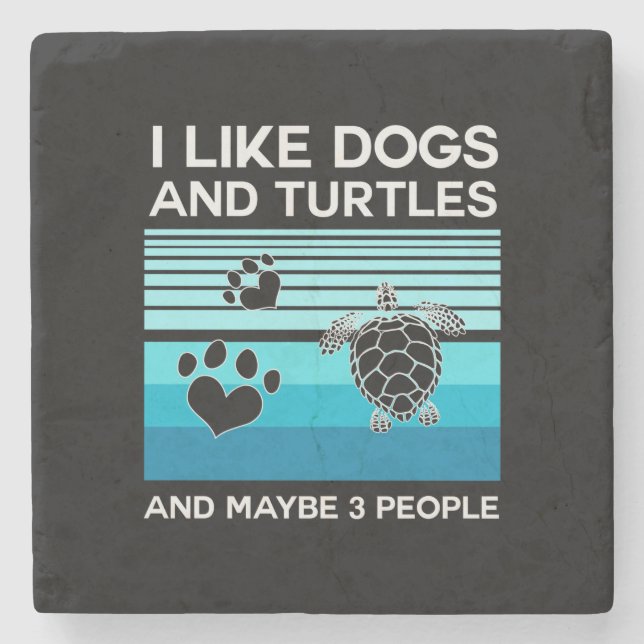 Turtle Lover | Ich mag Hunde und Schildkröten Steinuntersetzer (Vorderseite)