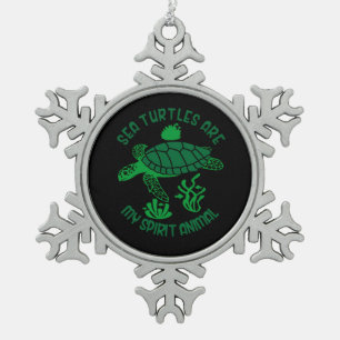 Turtle Lover   Meeresschildkröten sind mein Geist Schneeflocken Zinn-Ornament