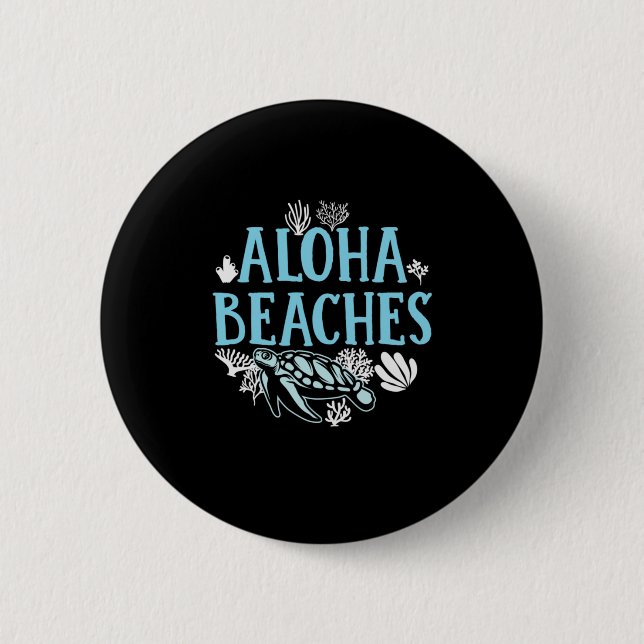Turtle Lover | Strände von Aloha Button (Vorderseite)