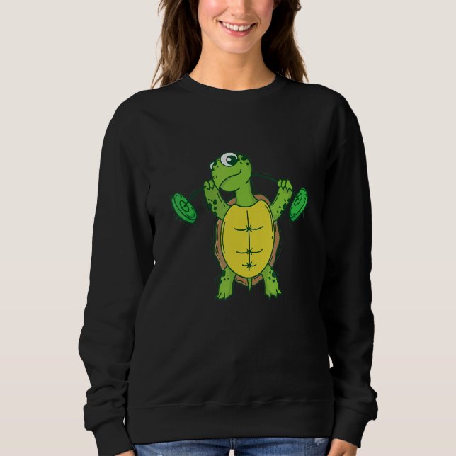 Turtle loves Fitness and lifting Weights Sweatshirt (Vorderseite)