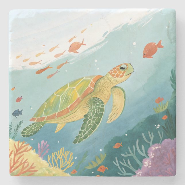 Turtle malen steinuntersetzer (Vorderseite)