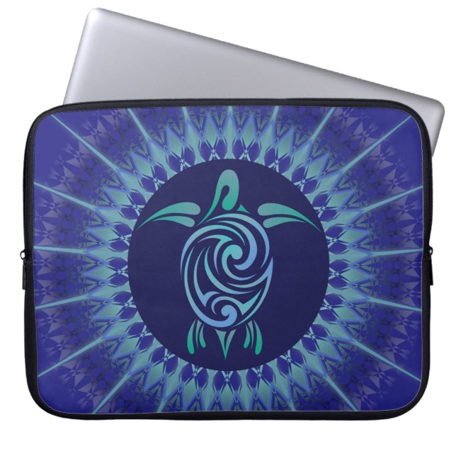 Turtle Mandala Dark Blue Laptopschutzhülle (Vorderseite)