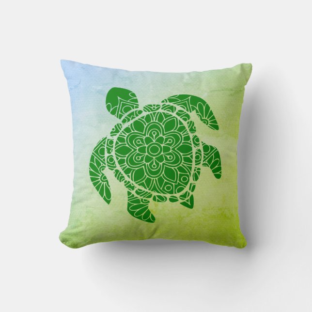 Turtle Mandala Silhouette Kissen (Vorderseite)