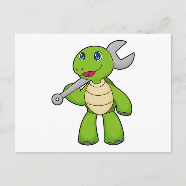 Turtle Mechanic Wrench Postkarte (Vorderseite)